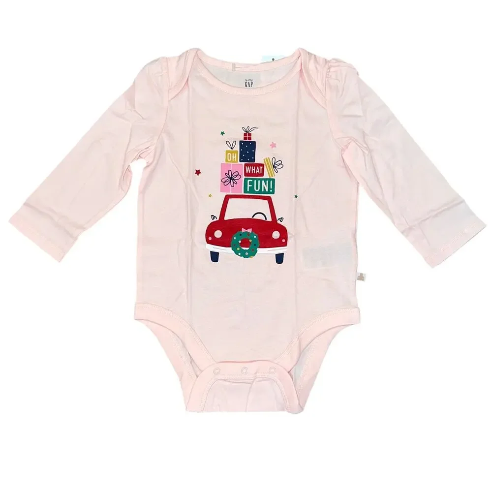 NWT GAP Baby Pink W/Christmas Graphic Bodysuit & Red Dot Leggings